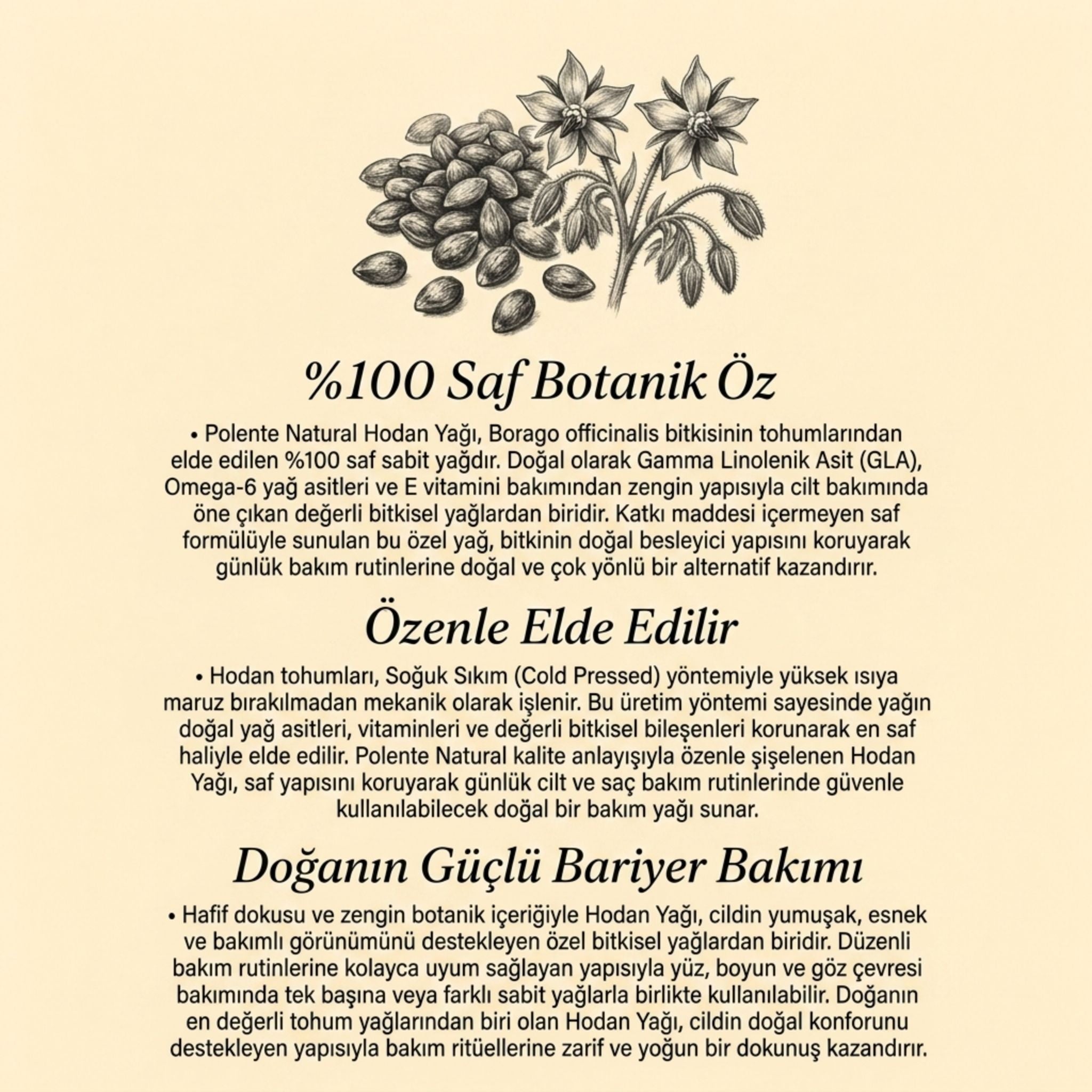 Borage (Hodan) Yağı - Soğuk Sıkım (30 ml)