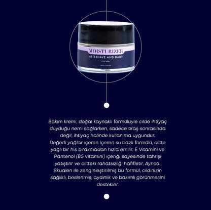 Men Moisturizer Cream - Erkekler İçin Tıraş Sonrası ve Günlük Nemlendirici Krem (50 ml)