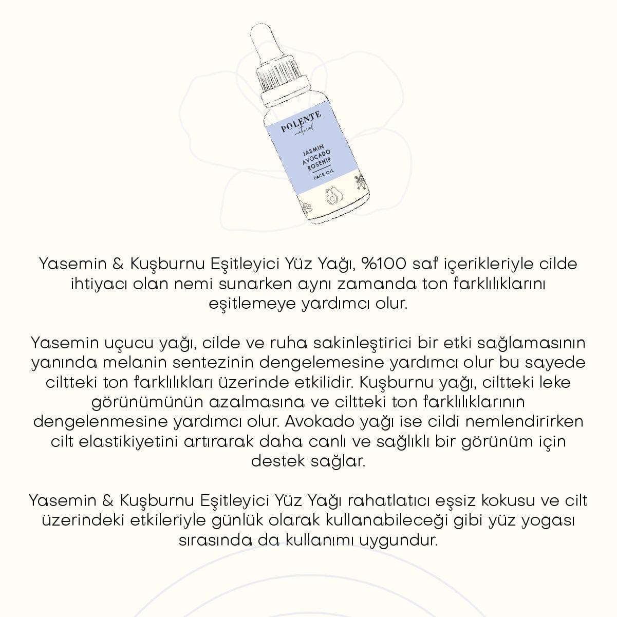 Yasemin &amp; Kuşburnu Eşitleyici Yüz Yağı (30 ml)