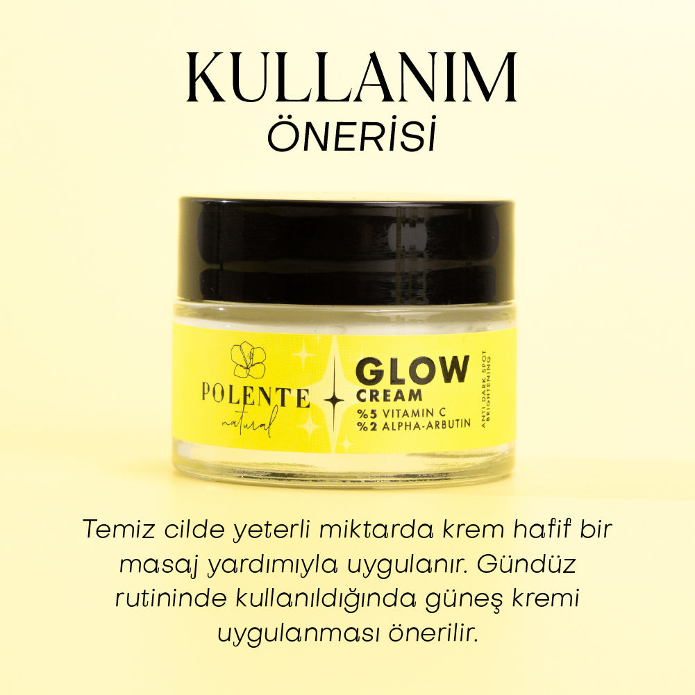 Polente Natural GLOW CREAM - Vitamin C &amp; Arbutin İçeren Aydınlatıcı Leke Kremi (50 ml)