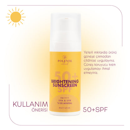 50+ SPF Brightening Sunscreen - 50+ SPF Aydınlatıcı Güneş Kremi %100 Mineral Filtre (50 ml)