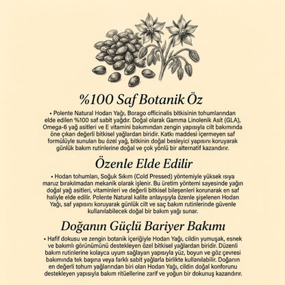 Borage (Hodan) Yağı - Soğuk Sıkım (30 ml)