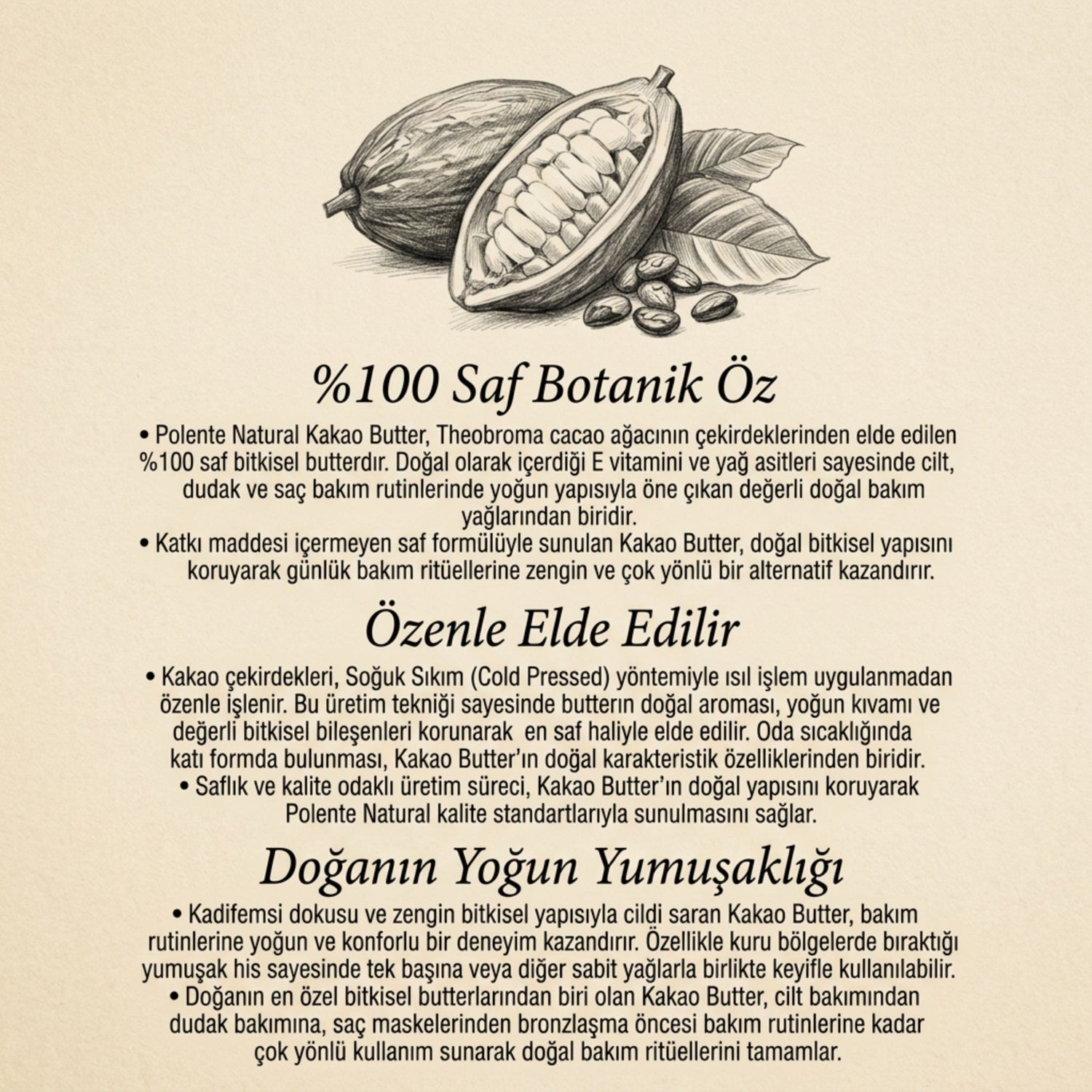 Kakao Butter - Soğuk Sıkım (50 ml)