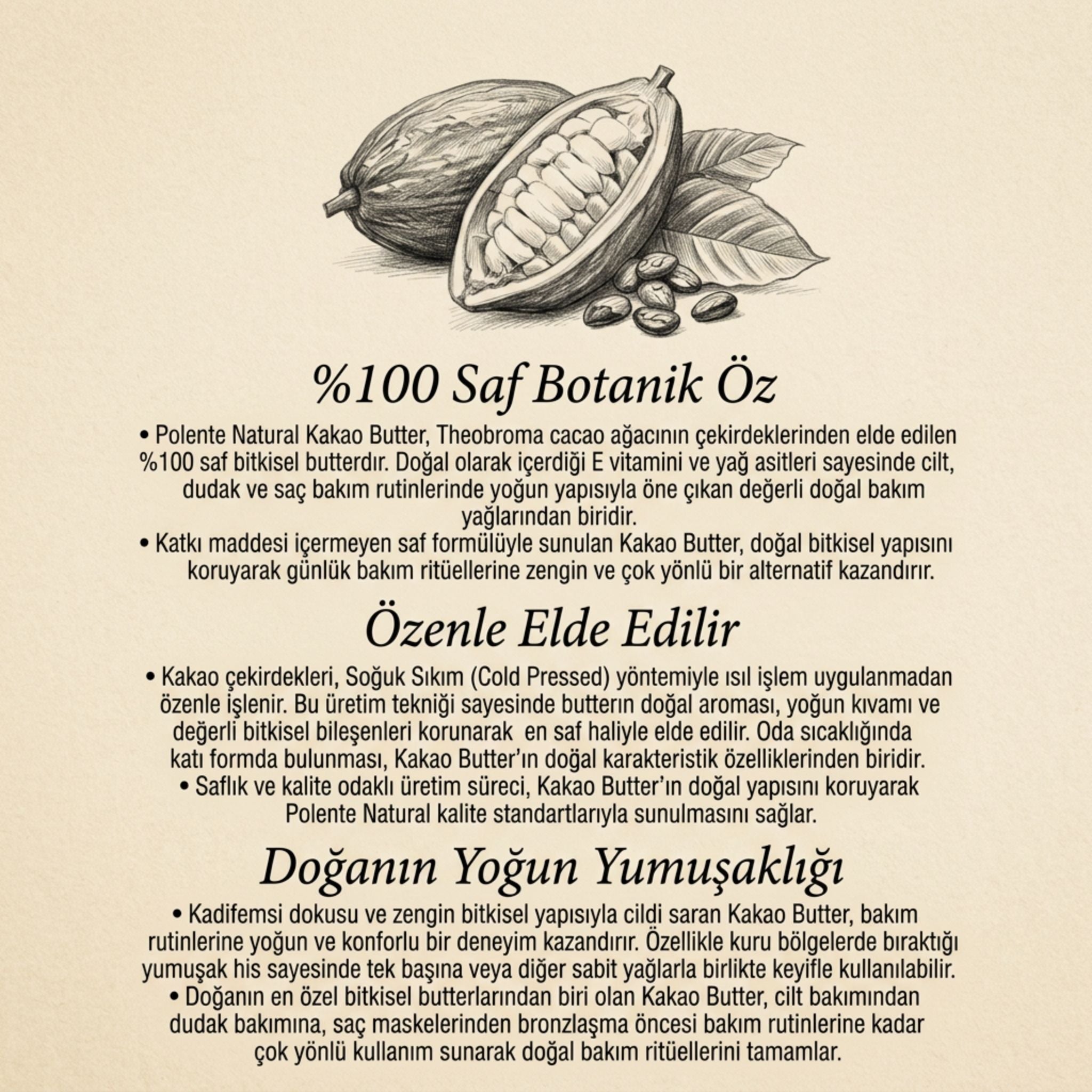 Kakao Butter - Soğuk Sıkım (50 ml)