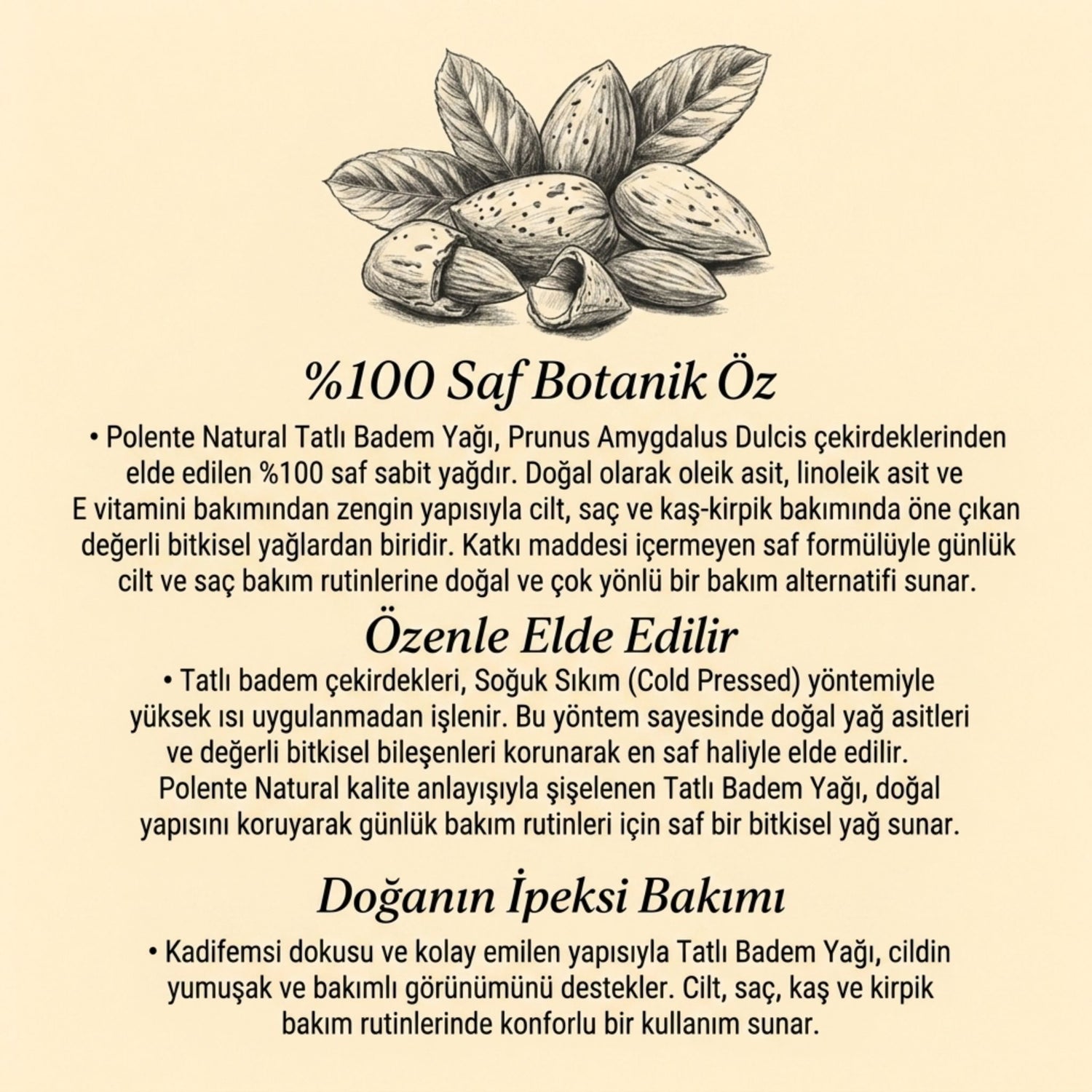 Tatlı Badem Yağı - Soğuk Sıkım (50 ml)