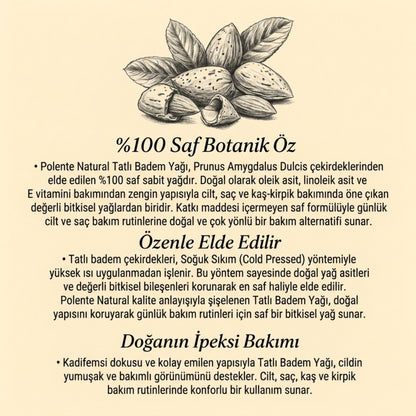 Tatlı Badem Yağı - Soğuk Sıkım (50 ml)